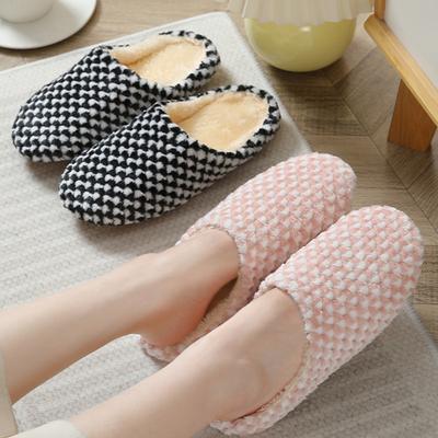 Men'S Slippers Winter Plush Warm Home Shoes Women Fur Slipper Indoor Silence Comfort Floor Slides Shoes Men Bedroom Footwear