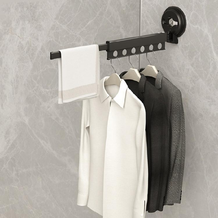 Wall Mounted Clothes Rack Hanging Rail Rod Wardrobe Hooks for Bathroom Balcony