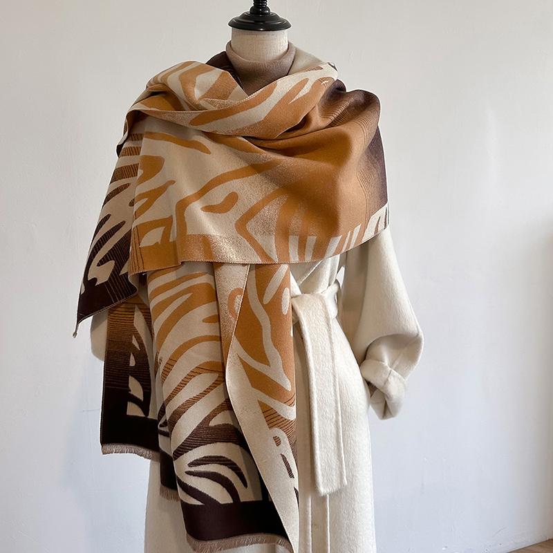 NEW Brand Women Two-Sided Print Scarf Imitation Cashmere Soft Warm Pashmina Shawl Winter Coldproof Windproof Blanket Scarf
