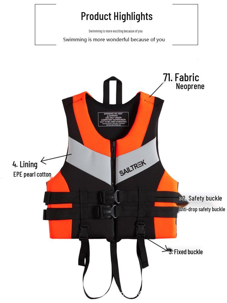 Unisex High Buoyancy Marine Life Jacket - Adult Foam Oxford Vest for Professionals