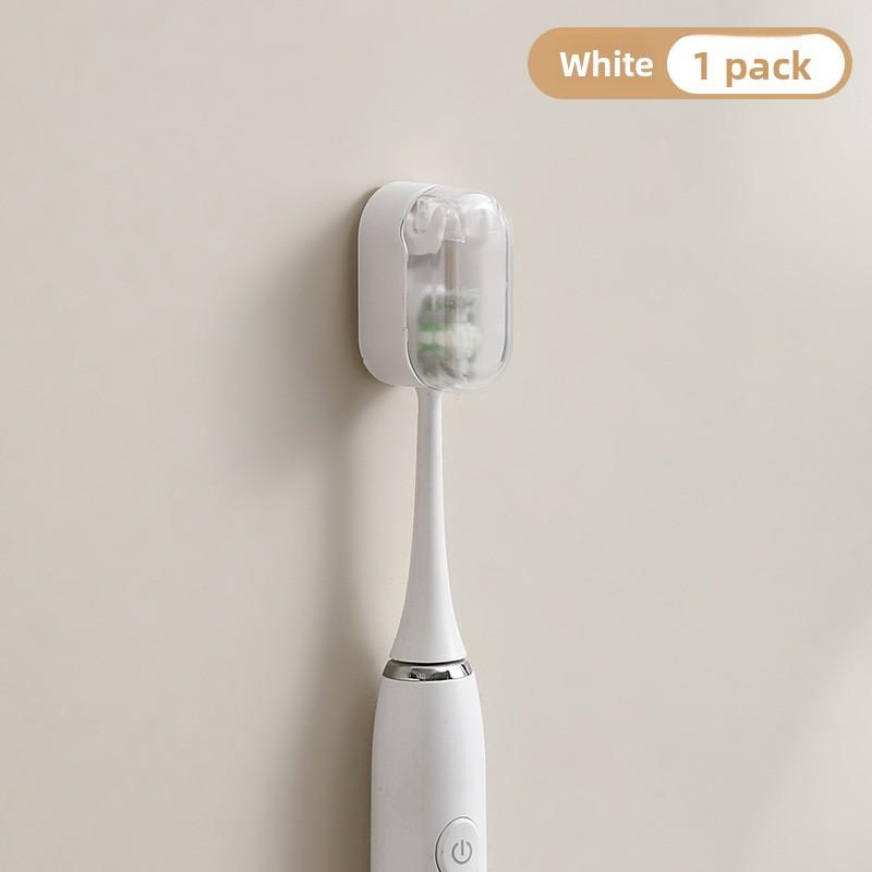 Toothbrush holder Dust-proof with cover No punching Electric toothbrush Shelf Wall-mounted toilet Flip toothbrush storage rack белый