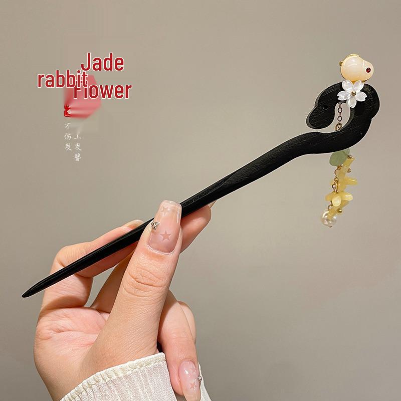 Elegancka spinka do włosów Hanfu z kwiatem: Wysokiej klasy potrząsanie krokami z frędzlami do upięcia