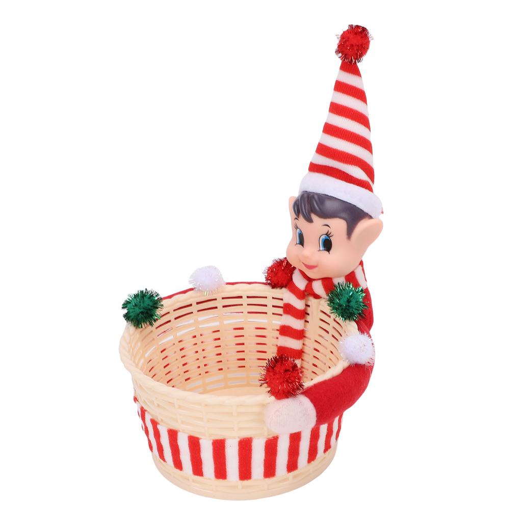 Elf Storage Gift Basket Large Capacity Multifunctional Xmas Decorations Candy Snack Basket Red