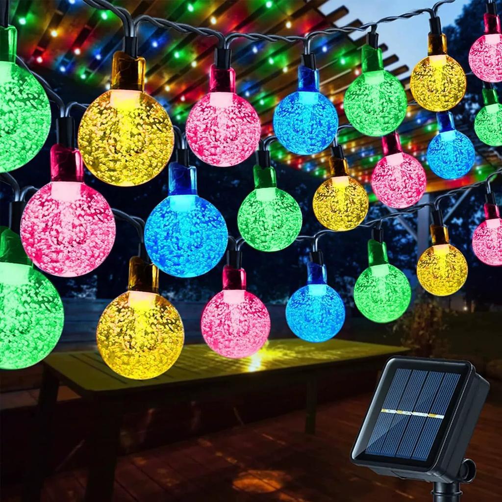 LED Bubble Ball Bee Solar String Lights Outdoor Waterproof Fairy Lights for Patio Garden Yard Easter Christmas Wedding Decor