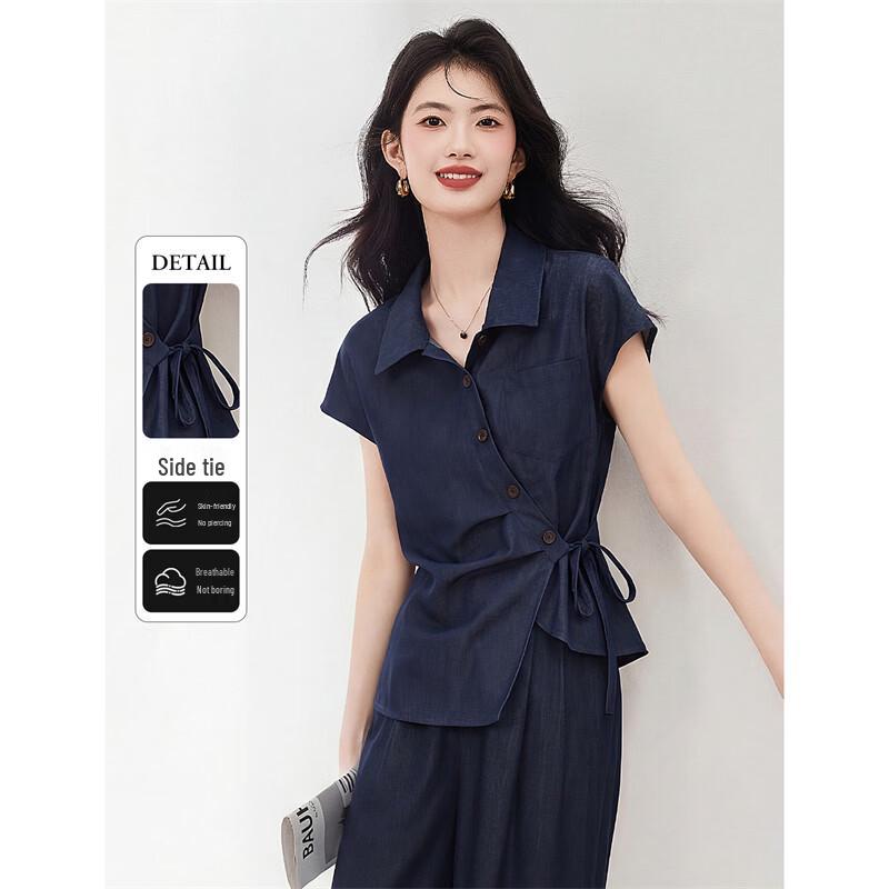 Women s Faux Denim Oblique Button Shirt M