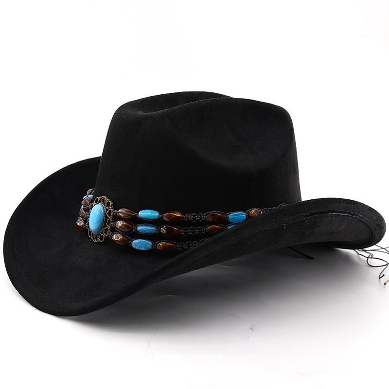 Suede Horse Riding Western Cowboy Hat For Men And Women Outdoor Travel Hat With Rolled Brim Ethnic Style Top Hat Felt Hat