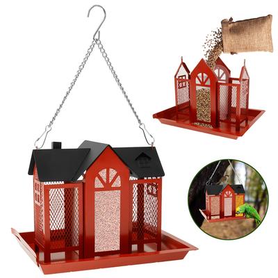 Vogelfutterspender Hängendes Metall-Vogelhaus Große Kapazität Vogelfutterspender Vogelhäuser Rot Mehrzweck-Vogelprodukte für den Außenbereich Garten