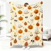 1pc Cute Halloween Pumpkin Ghost Pattern Blanket Soft Warm Cozy Throw for Living Room, Halloween, And Sofa 280GSM Lightweight Decorative Fleece Blanke