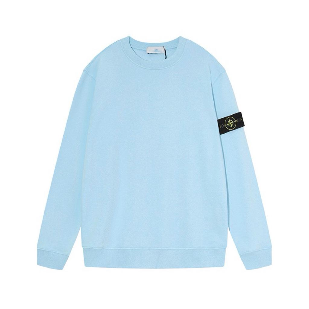 Unisex Solid Color Round Neck Stone Badge Starry Cross Long Sleeve Hoodie