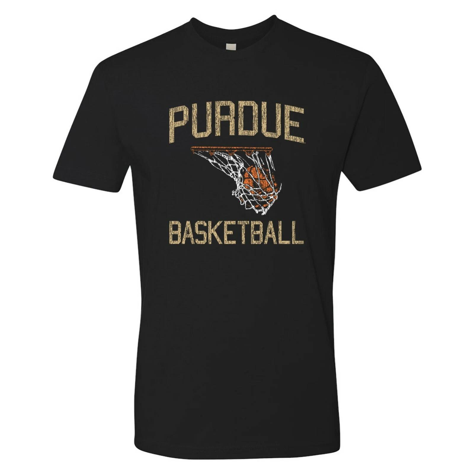 Purdue Boilermakers Faded Retro Basketball T-Shirt Premium Cotton - Black L