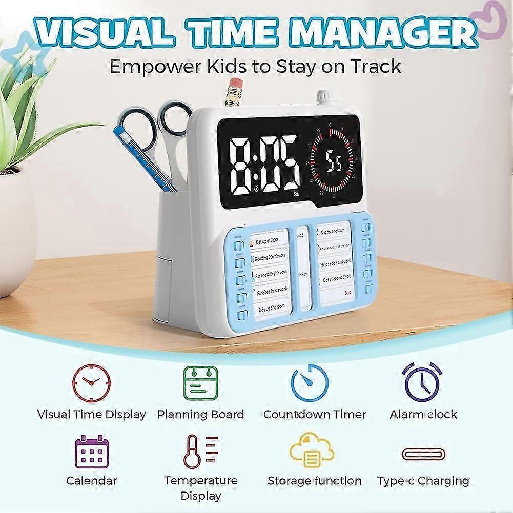 Timer Visivo per Bambini - Strumento per la Gestione del Tempo per Autismo e ADHD con Sveglia Digitale, Bacheca di Pianificazione Task