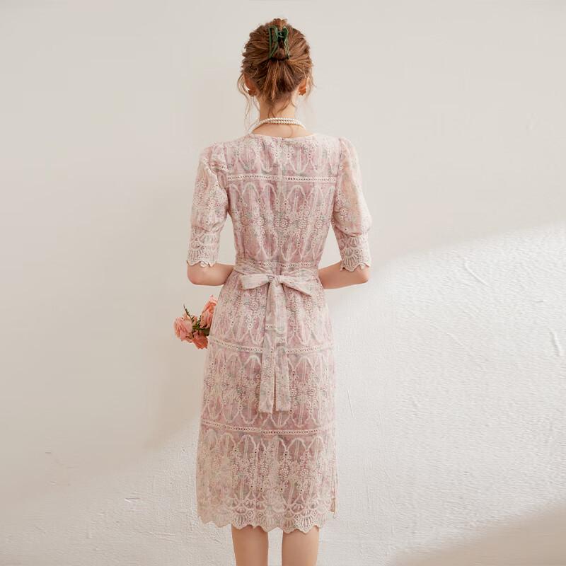 Bailuyu Elegantes Midikleid mit gestickter Schleife