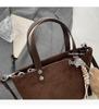 2025 High-End Retro Leopard Print Suede Handbag – Versatile Autumn/Winter Bucket Shoulder Bag for Women