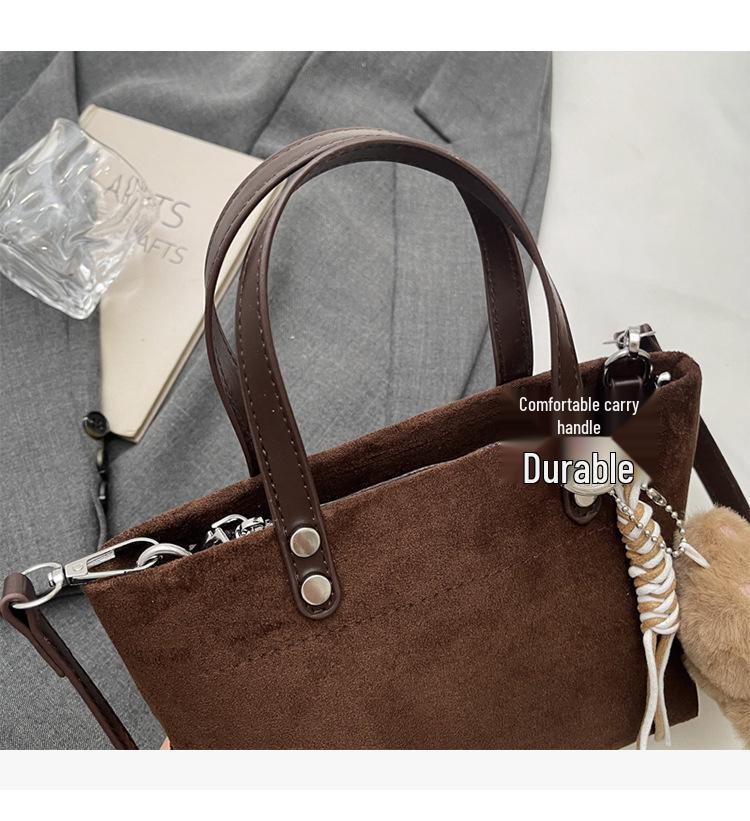 2025 High-End Retro Leopard Print Suede Handbag – Versatile Autumn/Winter Bucket Shoulder Bag for Women