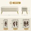 Storage Bench, Seating Bench with 65 L Storage Space, Teddy Fleece Fabric, Rubberwood, 120 X 42 X 45 Cm, Beige