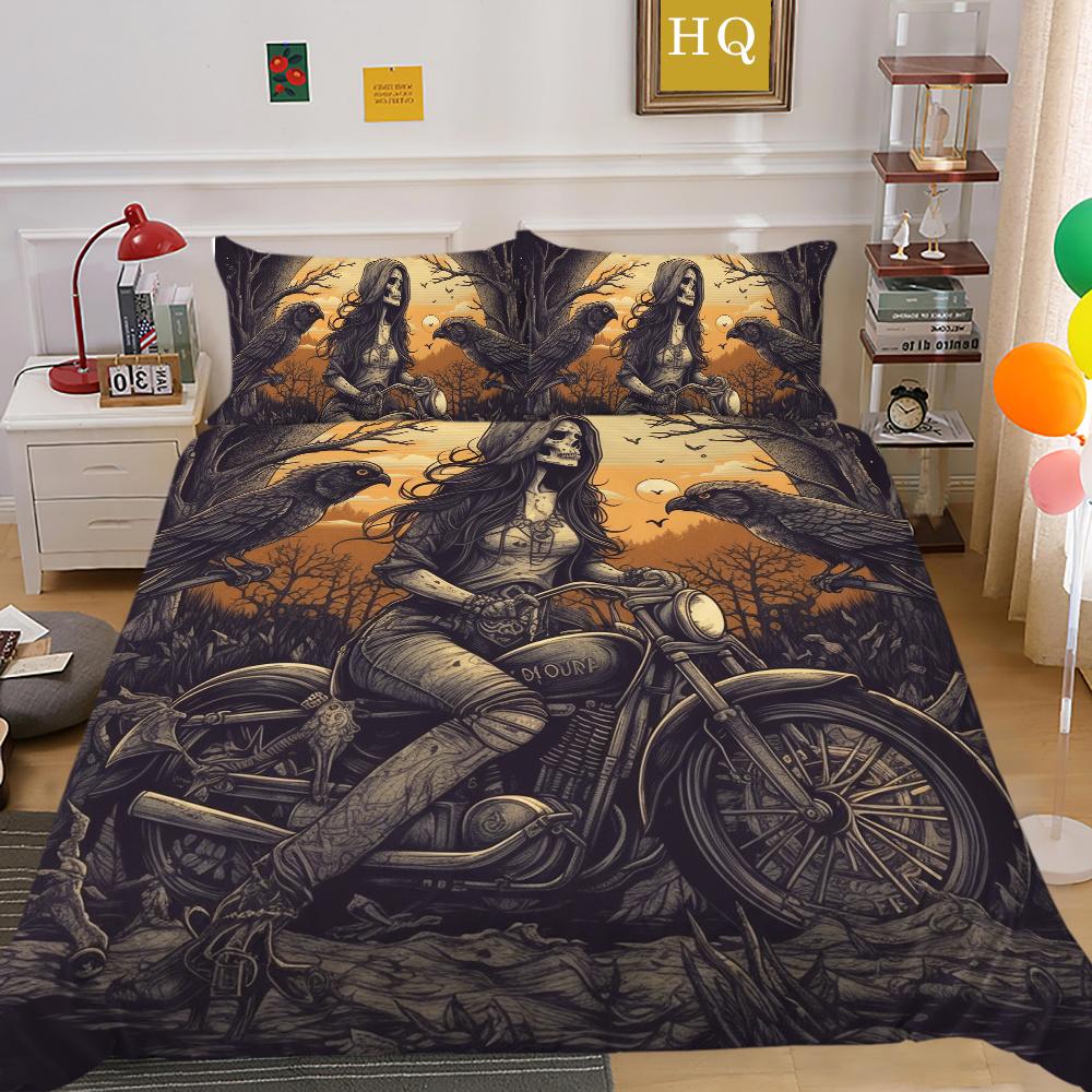 3D Beauty Skull Druck Bettwäsche Twin Size Polyester Tagesdecken Teen Design Mode Heimtextilien