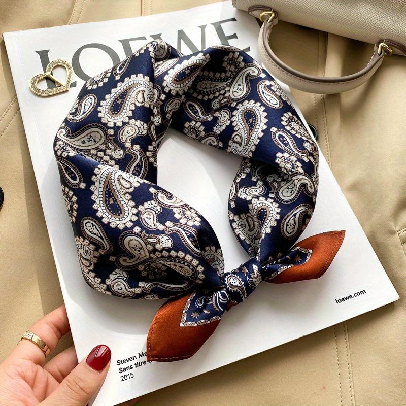 Luxury Paisley Print Square Scarf Sunscreen Ladies Neck Scarf UV Protection Head Wrap Fashion Accessory Headscarf