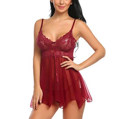 2 Pcs/Set Lady Pajamas See-through Lace Mesh Comfortable Women Sleepwear for Sleeping