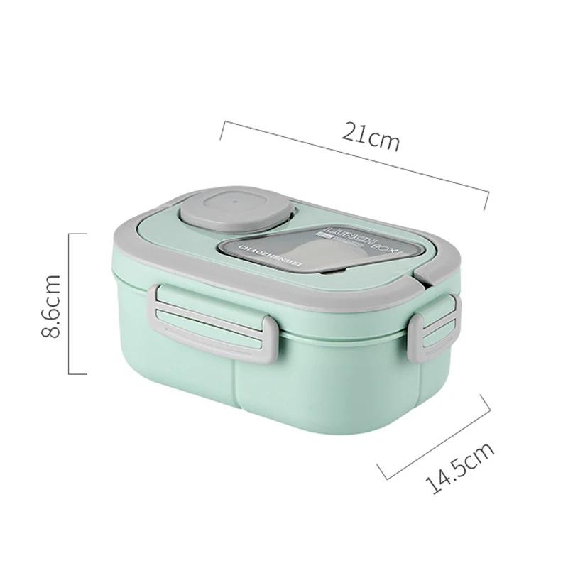 Lancheira portátil com alça 1200ML Caixa Bento selada de camada dupla para trabalhador de escritório Estudante Micro-ondas Aquecimento de recipientes de alimentos