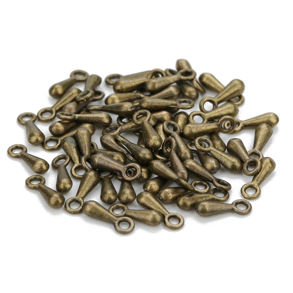 100/200pcs 2×7 3×9mm Alloy Water Drop End Beads For Jewelry Making DIY Necklace Pendant Extender Chain Tail Chain Accessories