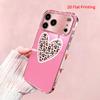 2DFlat electroplated tempered glass phone case,Heart Leopard Print Design,suitable for iPhone 18 Pro Max 17 16 15 14 13 12 11