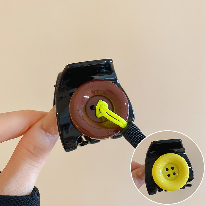 Kreative doppelseitige Knopf-Haarklammern für Frauen Mädchen Süß Niedlich Schwarz Acryl Kleine Hai-Klammer Haarspangen Haaraccessoires