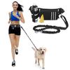 Hands Free Dog Leash Waist Bag Reflective Waist Pouch with Retractable Bungees Poop Bag Dispenser