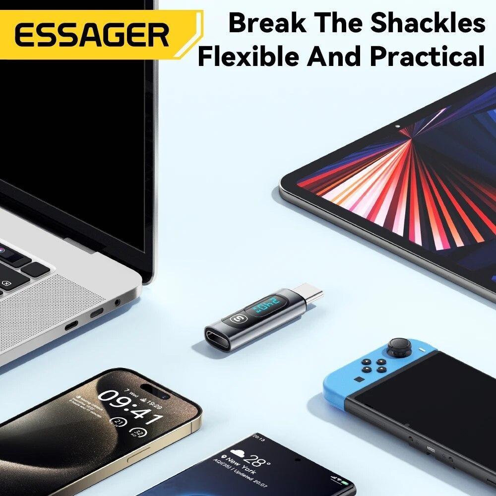 Essager 240W USB C Adapter Type C To USB C 3.0 2.0 OTG Connector Digital Display Data Adapter 100W For Macbook Pro Air Samsung