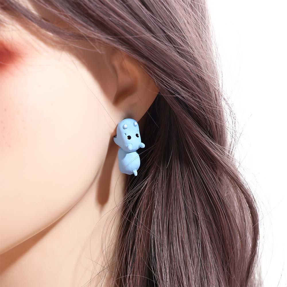 Shark Pig Temperament Women Jewelry Korean  Earrings Cartoon Stud Earrings 3D Animal Bite Earring