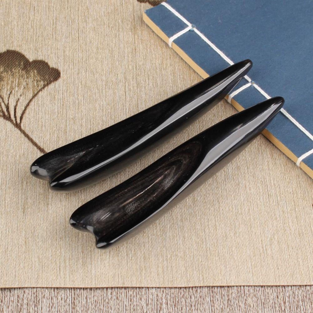 Large Massage Scraping Bar Natural Meridian Acupressure Pen Black Buffalo Horn Massage Stick  SPA
