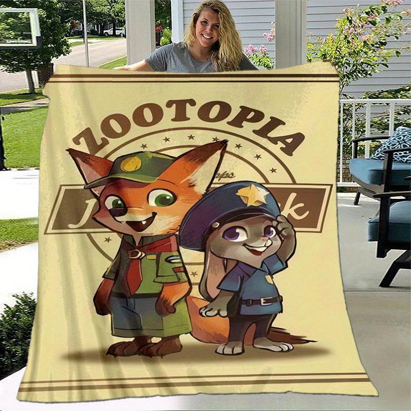 1pc Zootopia Printing Blanket - Soft, All-Season Throw for Office Blanket,Personalized Gift with Adorable Cartoon Design