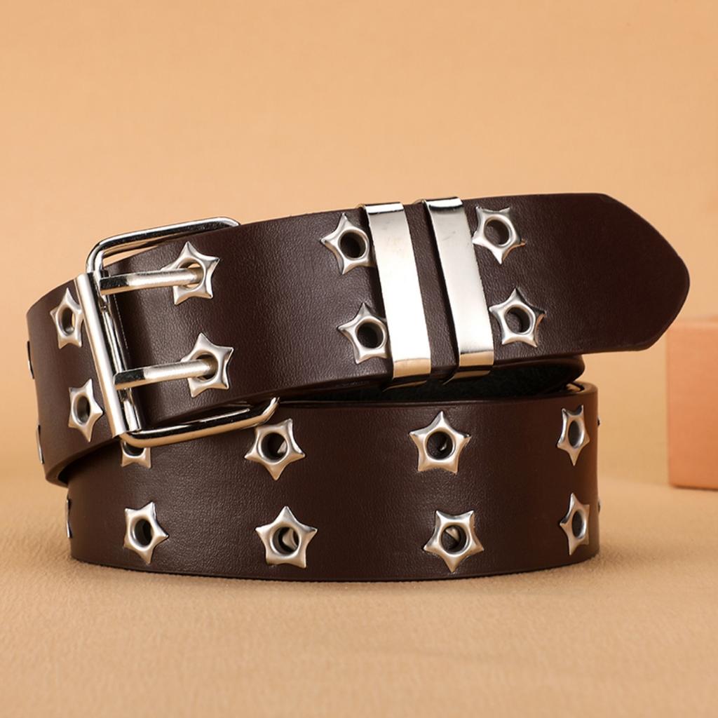 1Pc Women's Belt Large size Double Hole Men Belts Punk Hip Hop Rock Subculture Belts Punch Free Belt for Men and Women