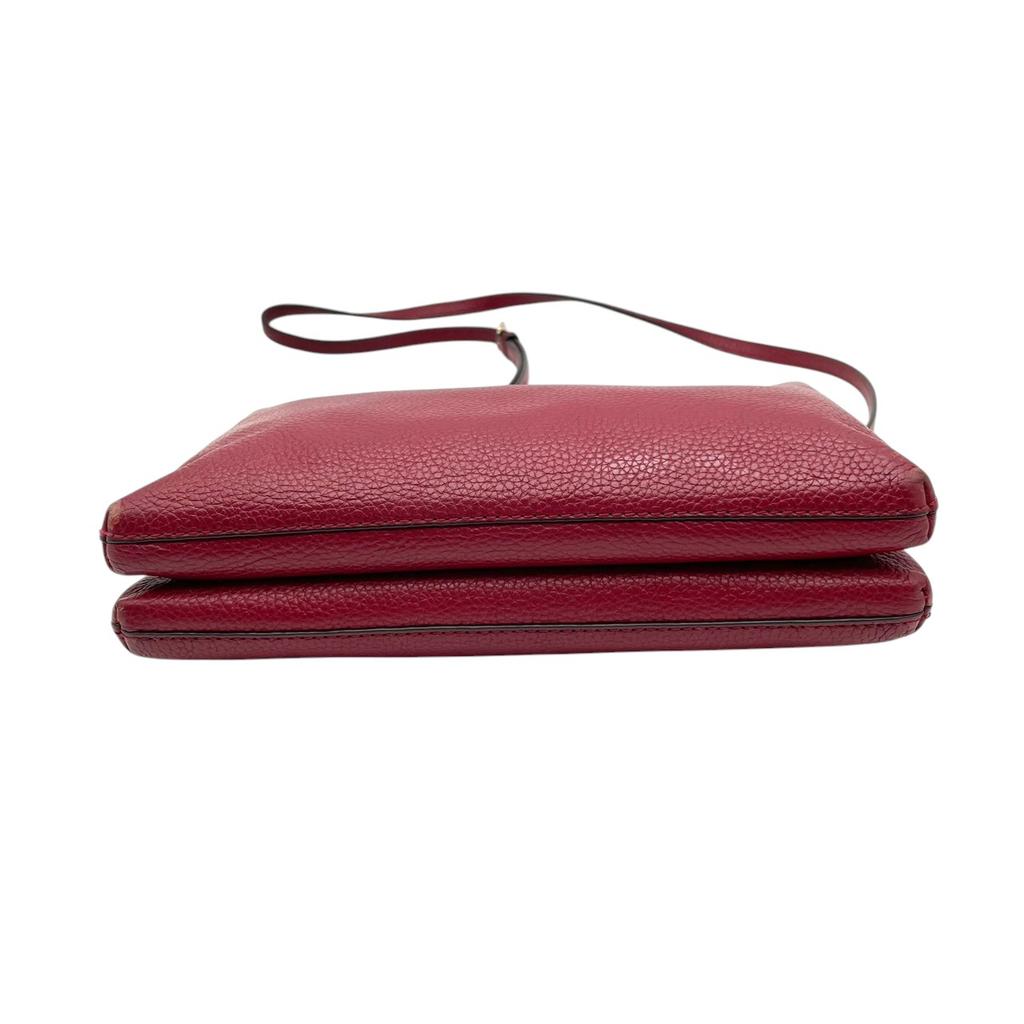 Used Michael Kors Cross body bag Trisha Trisha Medium Triple Compartment CrossbodyShoulder Bag Bordeaux/gold leather Women