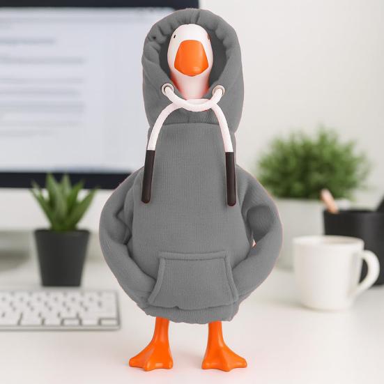 2Pcs Mini Goose Hoodie 7 Inch Desk Goose Outfit Tabletop Goose Statue Costume for Magnetic Goose Figurine Key Holder Table Decor