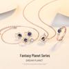 S925 Silver Murano Glass Dreamy Planet Jewelry Set: Necklace, Ring, Bracelet, Stud Earrings - Perfect Valentine's Day Gift
