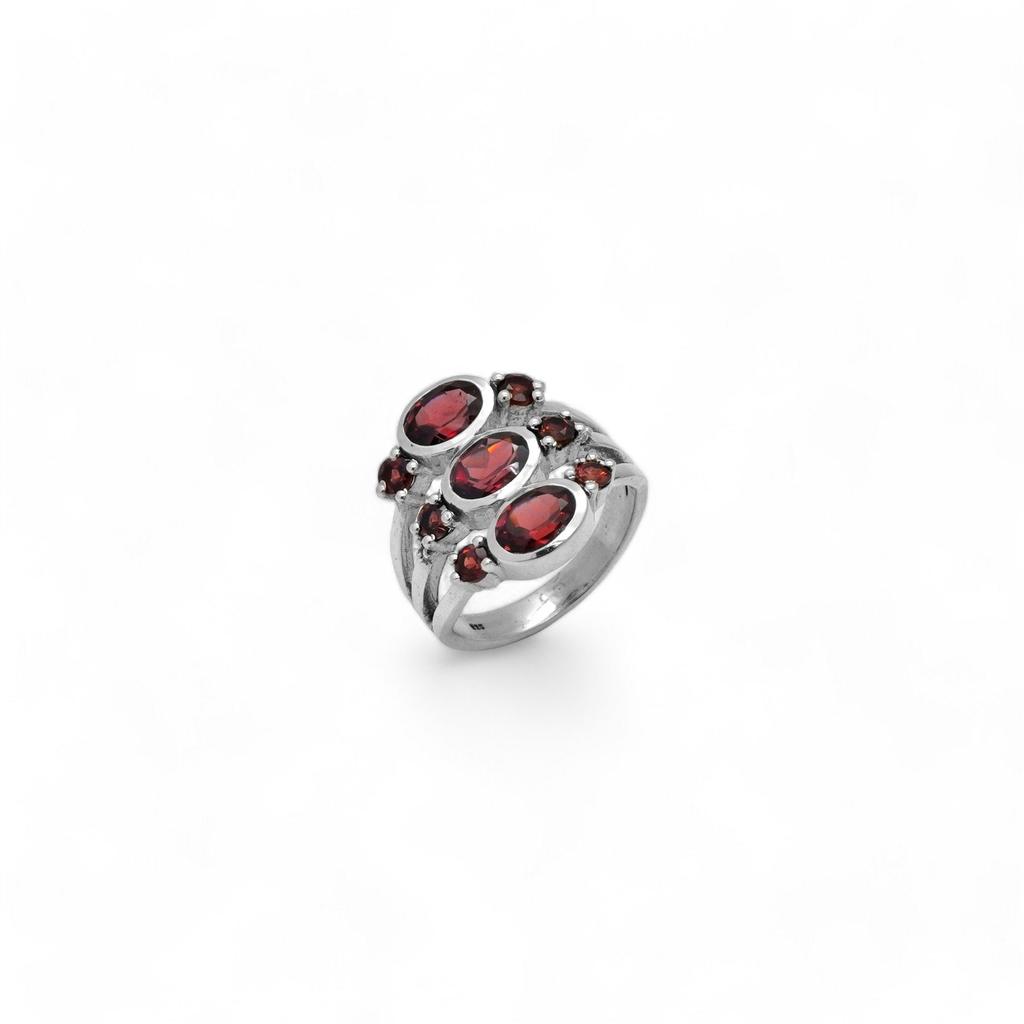 Natural Garnet 925 Sterling Silver Statement Ring