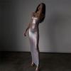 2024 Summer Women's Silver Mesh Bodycon Dress - Spaghetti Strap, Sexy, See-Through, Nightclub Fashion