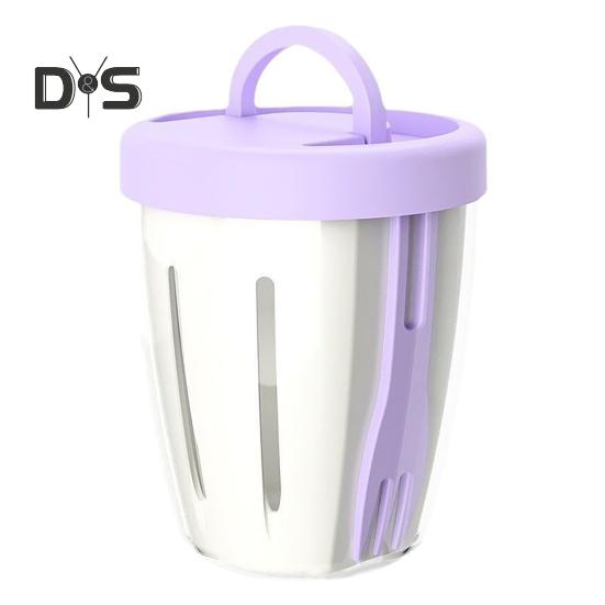 

Двухслойный салатник, переносной контейнер для фруктов с вилкой, герметичная герметичная коробка для еды для пикника на открытом воздухе и путешествий фиолетовый