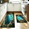 Tropical Underwater Ocean Lagoon Print Polyester Mat Rug Waterproof Kitchen Runner Bathroom Floor Decor Nature Coastal Life Acce