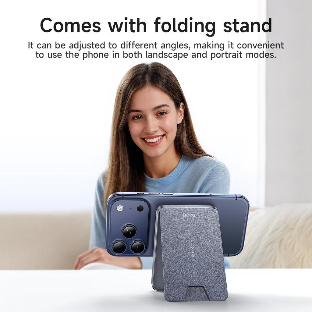 Hoco Q46 5000mAh Magnetic Wireless Power Bank with Card Holder & Stand, PD20W Fast Charging, Compatible with MagSafe