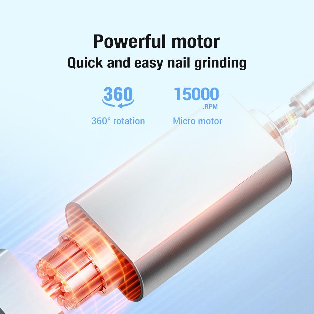 Portable Three-Speed Electric Nail Polisher and Cuticle Remover for Nail Art