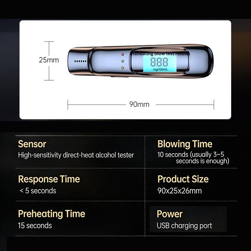 Portable Breathalyzer Professional Breath Alcohol Tester Lcd Display Detector For Drunk Driving Car Electronics Alcohol Test