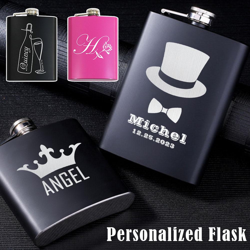 Personalized Flask for Men Metal Customized Flasks for Liquor Custom Patterns and Text 6/8 Oz Gift for Wedding W6I6