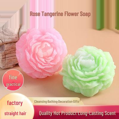 Rosen- & Mandarinen-Ätherisches Öl Seife - Handgemachte Pfingstrosen- & Beifußblüten Seife zum Baden, Gesichts- & Händewaschen