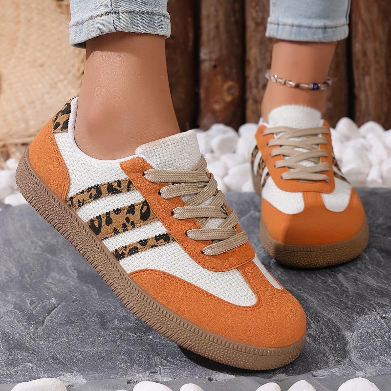 New Spring & Autumn Plus Size Women's Retro Leopard Casual Shoes, European American Cross-border Leopard Print Trainer Sneakers