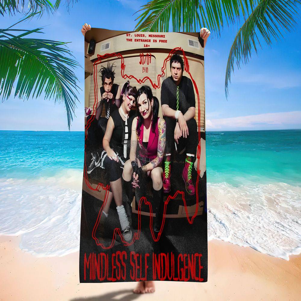 Retro Mindless Self Indulgence Band MSI Beach Towel Bath Towels Microfiber Quick Dry Custom Sand Free Beach Yoga Spa Gym Pool