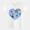 Blue Wildflower Heart Floral Bouquet Boho Unisex Vintage Graphic Cotton T-Shirt