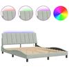 VidaXL Cadre de Lit avec Lumières LED, Lit Rembourré avec Sommier à Lattes, Lit Double, Lit Adulte, Moderne, Gris Clair 3213787