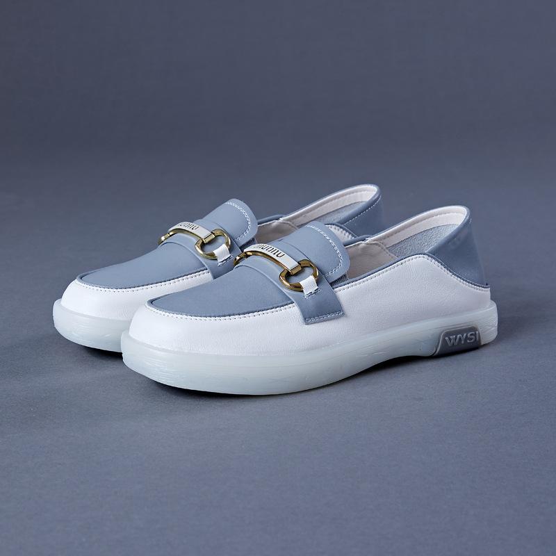 

Кожаные белые туфли Лоферы Туфли на плоской подошве 42 серый