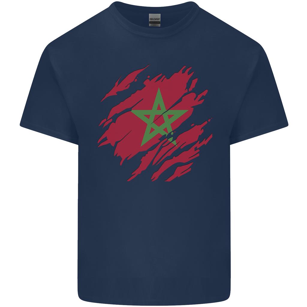 Zerrissene Marokko Flagge Marokkanischer Tag Fußball Unisex Leichtes Baumwoll-T-Shirt